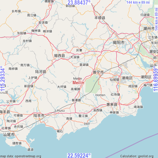 Meilin on map