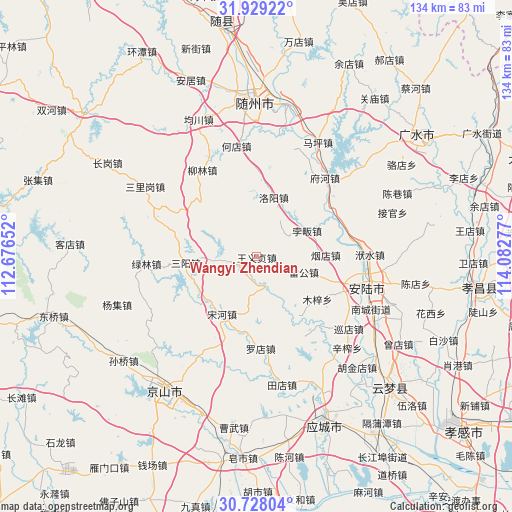 Wangyi Zhendian on map