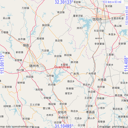 Guanmiao on map