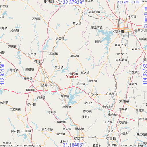 Yudian on map