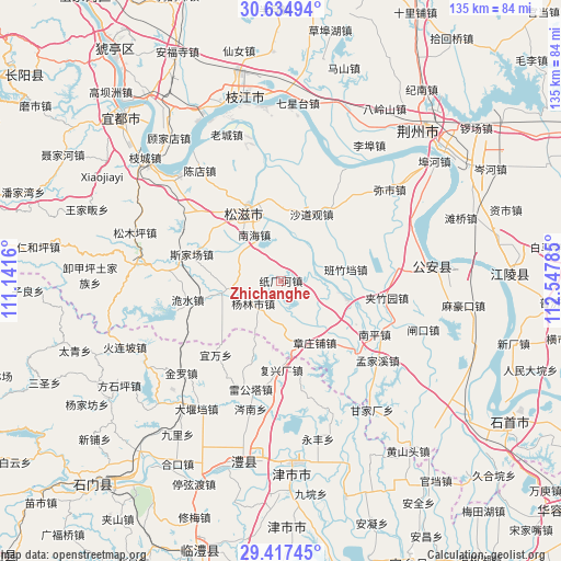 Zhichanghe on map