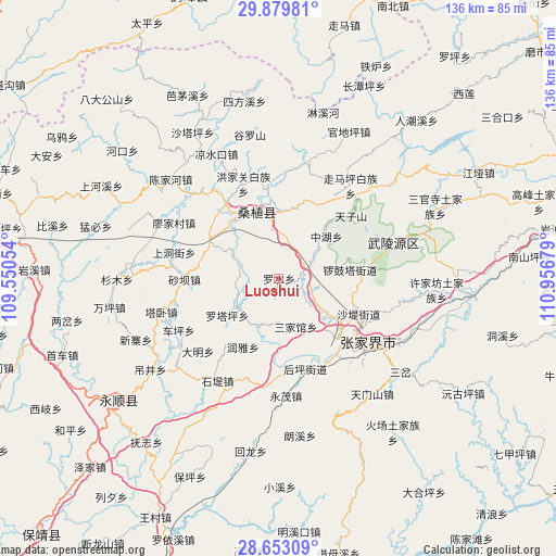 Luoshui on map