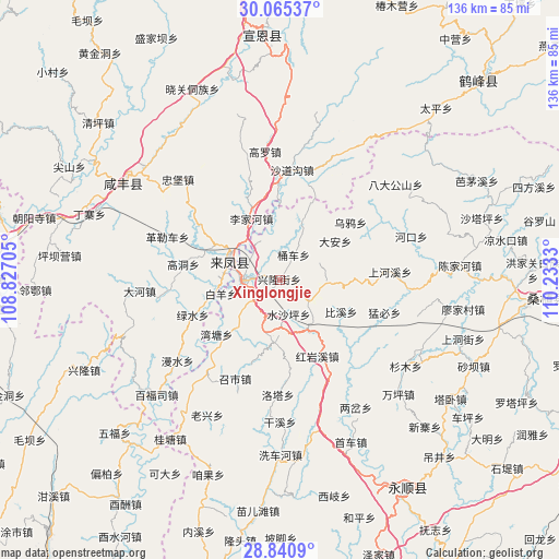 Xinglongjie on map