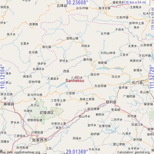 Sanhekou on map