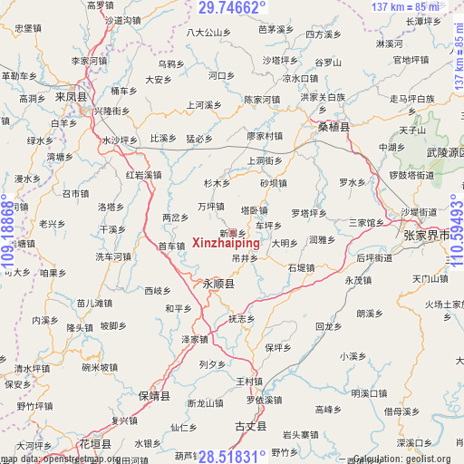 Xinzhaiping on map