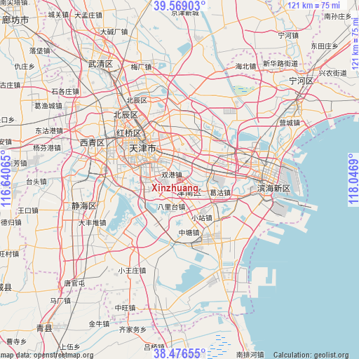 Xinzhuang on map