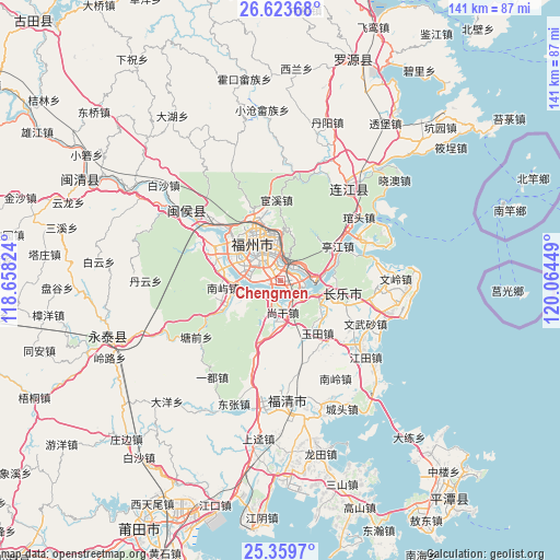 Chengmen on map