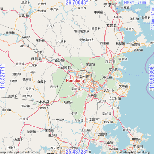 Hongtang on map