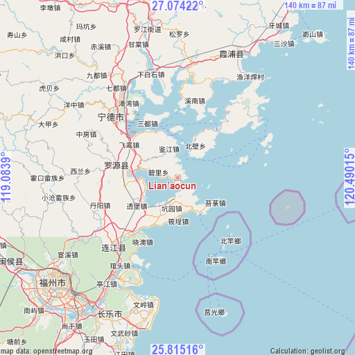 Lian’aocun on map