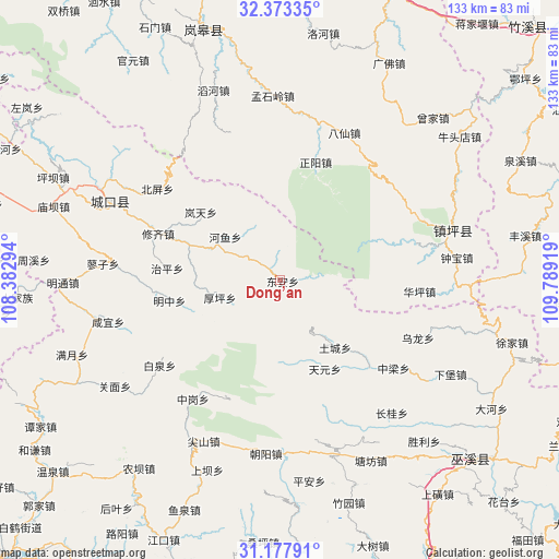 Dong’an on map