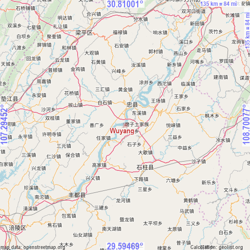 Wuyang on map