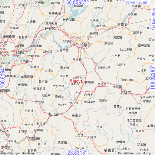 Miaoya on map