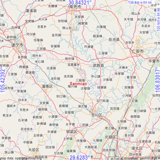 Sanmiao on map