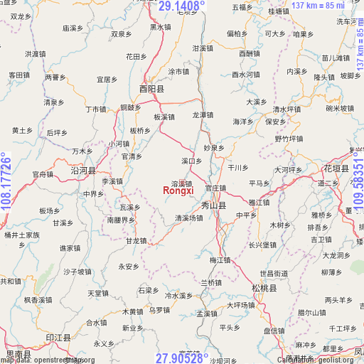 Rongxi on map