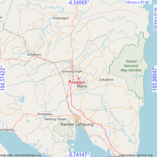 Punggur on map