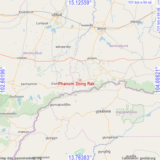 Phanom Dong Rak on map