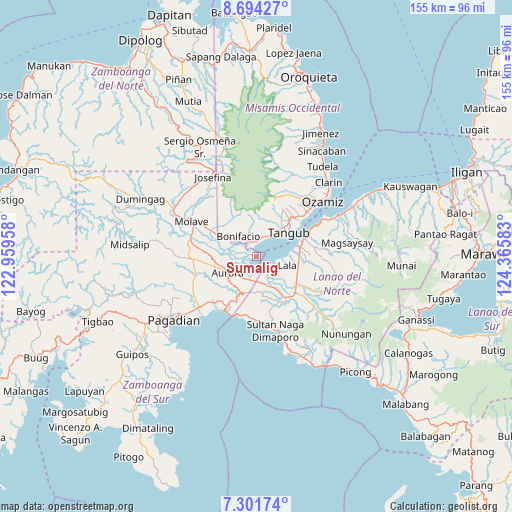 Sumalig on map