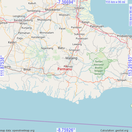Permanu on map