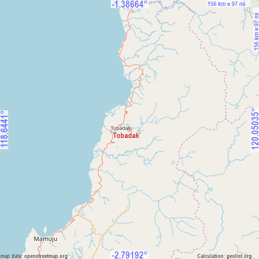Tobadak on map