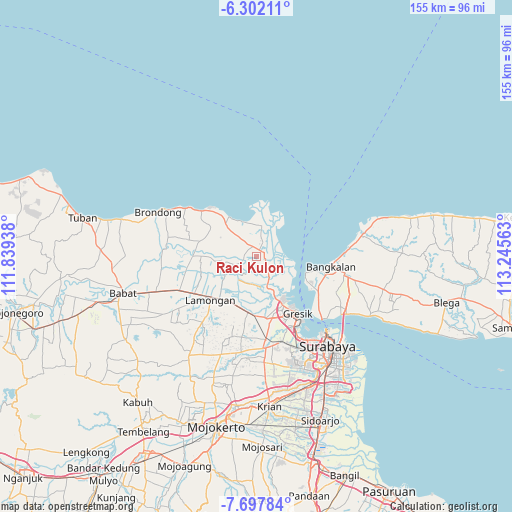 Raci Kulon on map