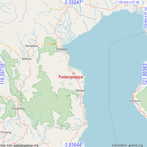 Padangsappa on map