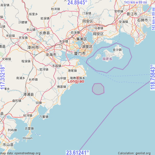 Longjiao on map