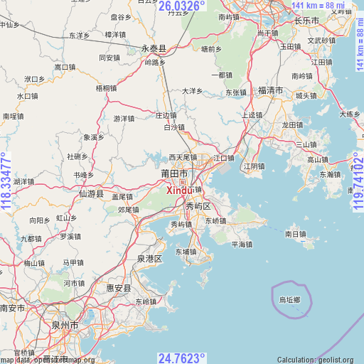 Xindu on map