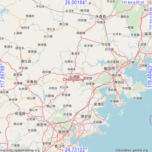 Chengdong on map