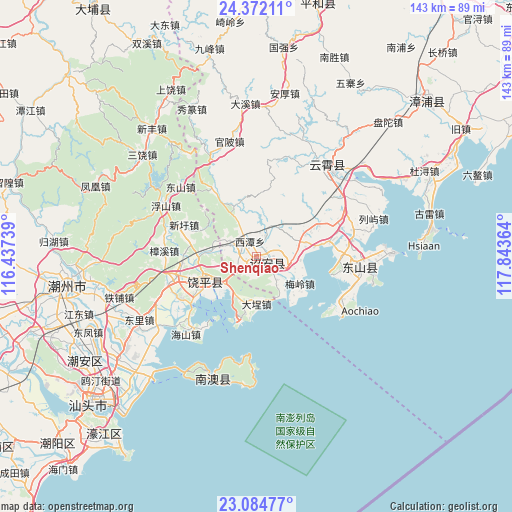 Shenqiao on map