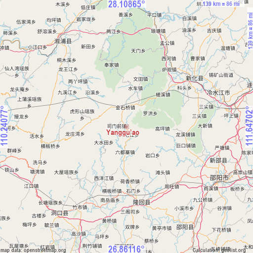 Yanggu’ao on map