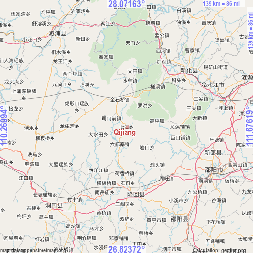 Qijiang on map