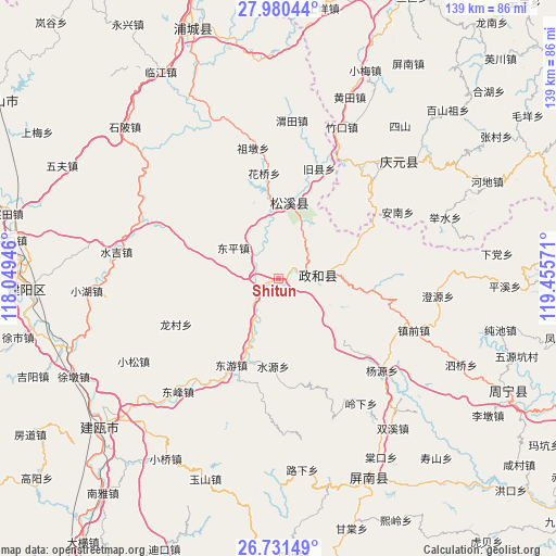 Shitun on map