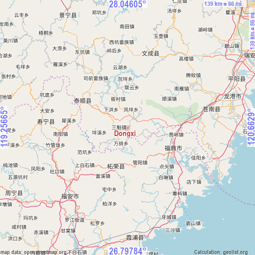 Dongxi on map