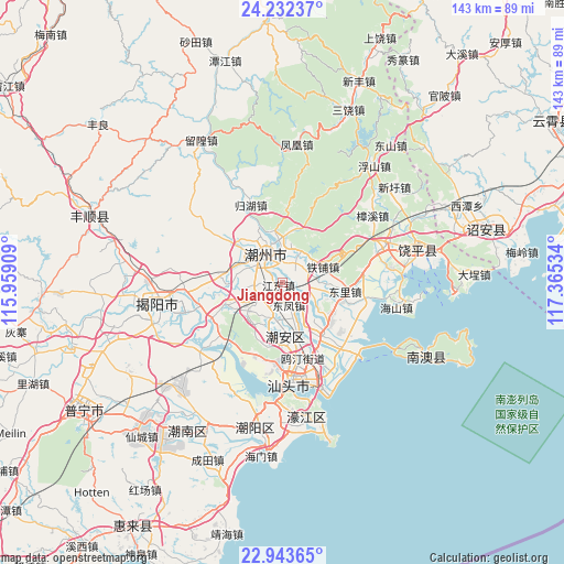 Jiangdong on map