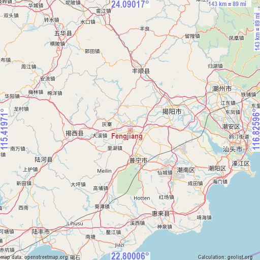 Fengjiang on map