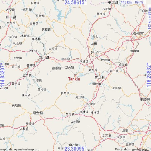 Tanxia on map