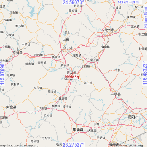 Hedong on map