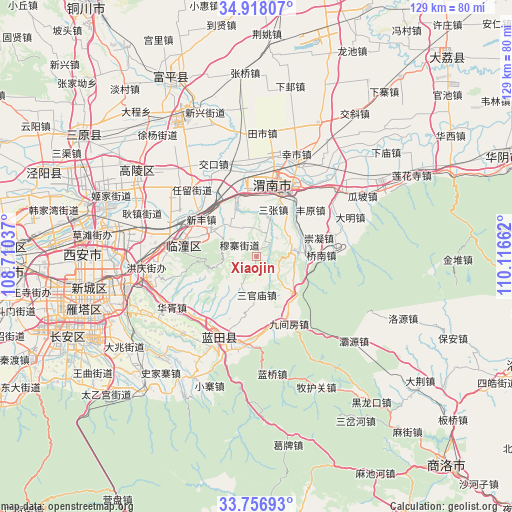 Xiaojin on map