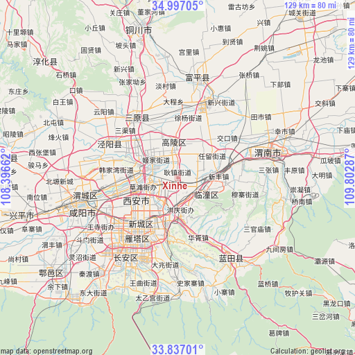 Xinhe on map