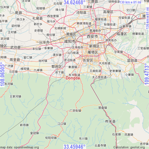 Dongda on map