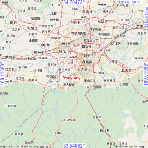 Xinglong on map