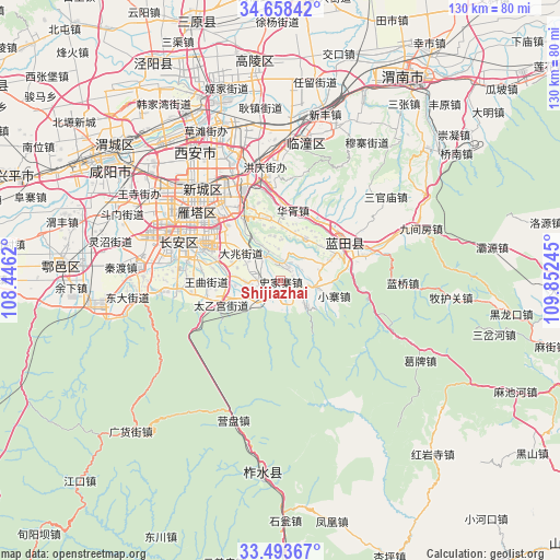 Shijiazhai on map