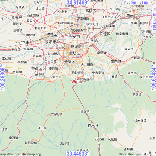 Wutai on map