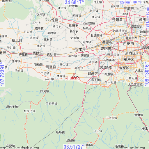 Jiufeng on map