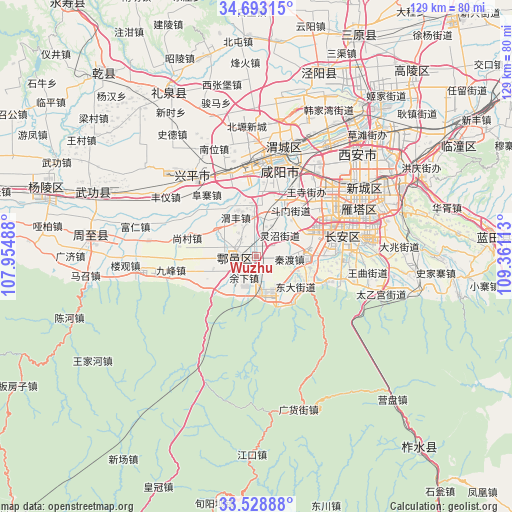 Wuzhu on map