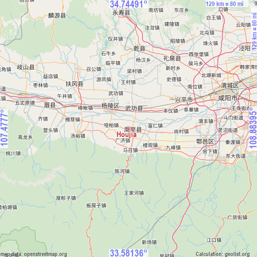 Houjia on map