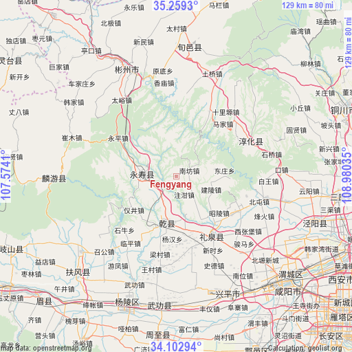 Fengyang on map