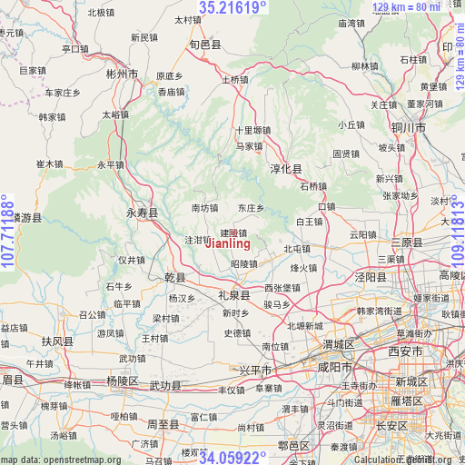 Jianling on map