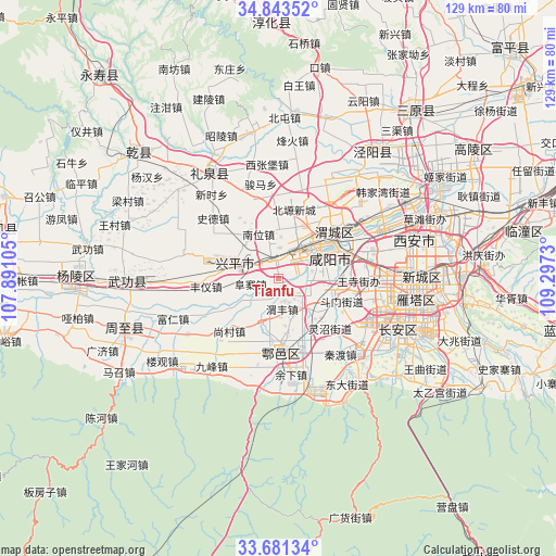 Tianfu on map