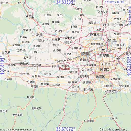 Fuzhai on map